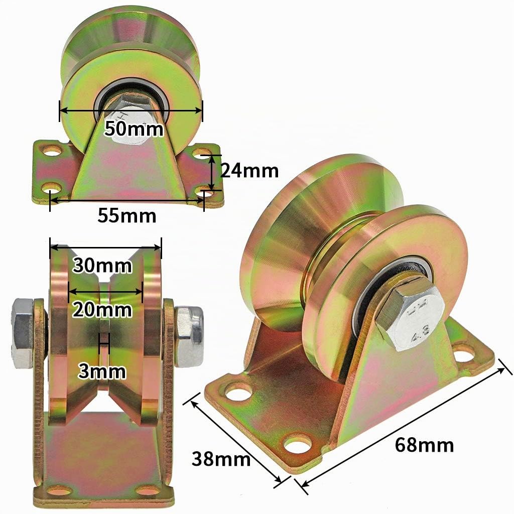 Skelang 4 Stück Rillenrad, 50mm Schiebetorräder, Stahlräder mit V-Nut, für Schiebetor, Werkstor, Gan