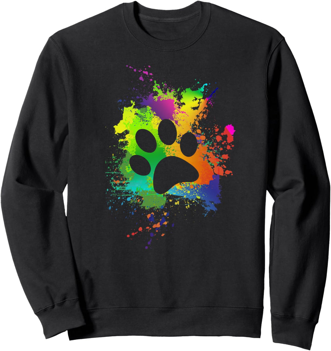 Bunter Hundepfoten Abdruck Bunt | Pfote Regenbogen Sweatshirt