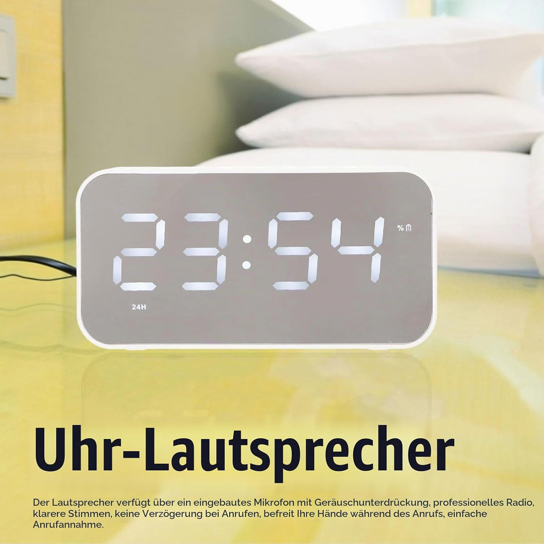 Kabellose Bluetooth-Lautsprecher mit Wecker, Digitaluhr mit Bluetooth-Lautsprecher, Unterstützt FM-R