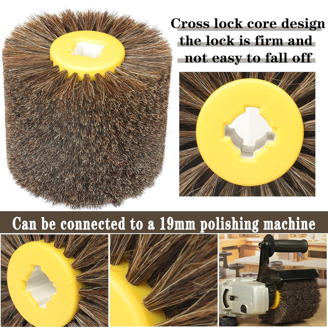 Schleifbürsten, 120x100mm Rosshaarbürste, Polierbürste zum Holzverarbeitung, Grit Bürste Bristle Bür