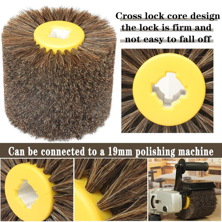 Schleifbürsten, 120x100mm Rosshaarbürste, Polierbürste zum Holzverarbeitung, Grit Bürste Bristle Bür