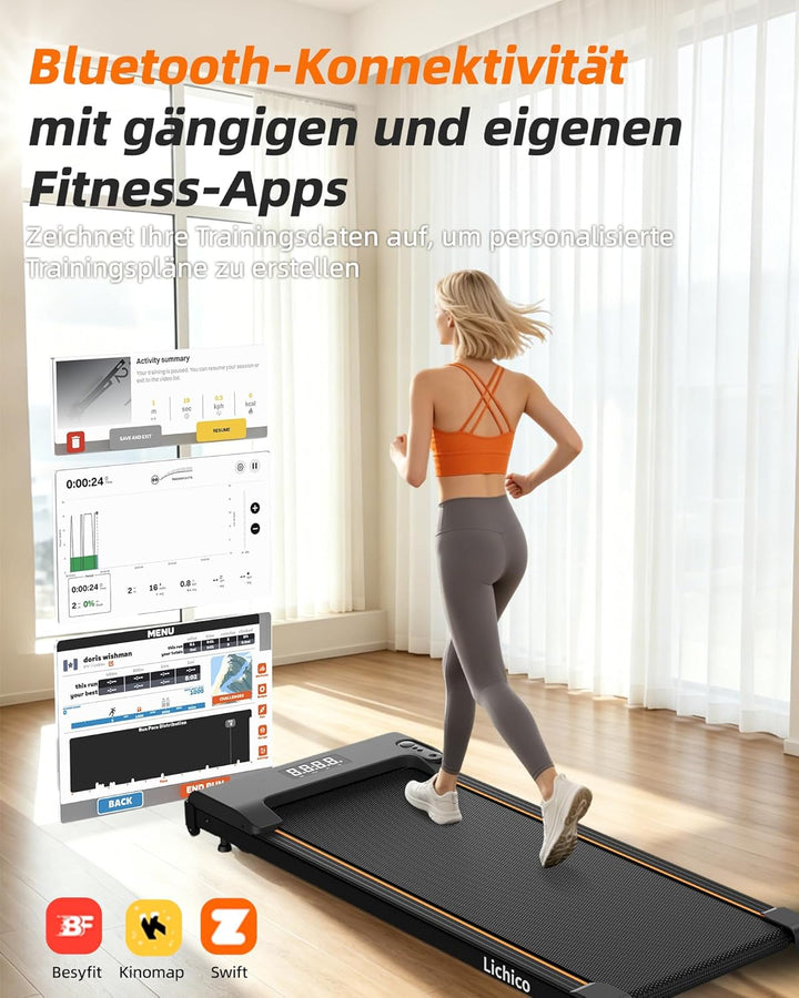 Lichico 3-in-1 Walking Pad mit 0-9% Steigung, Laufband für Zuhause Klein, platzsparendes Heimtrainin