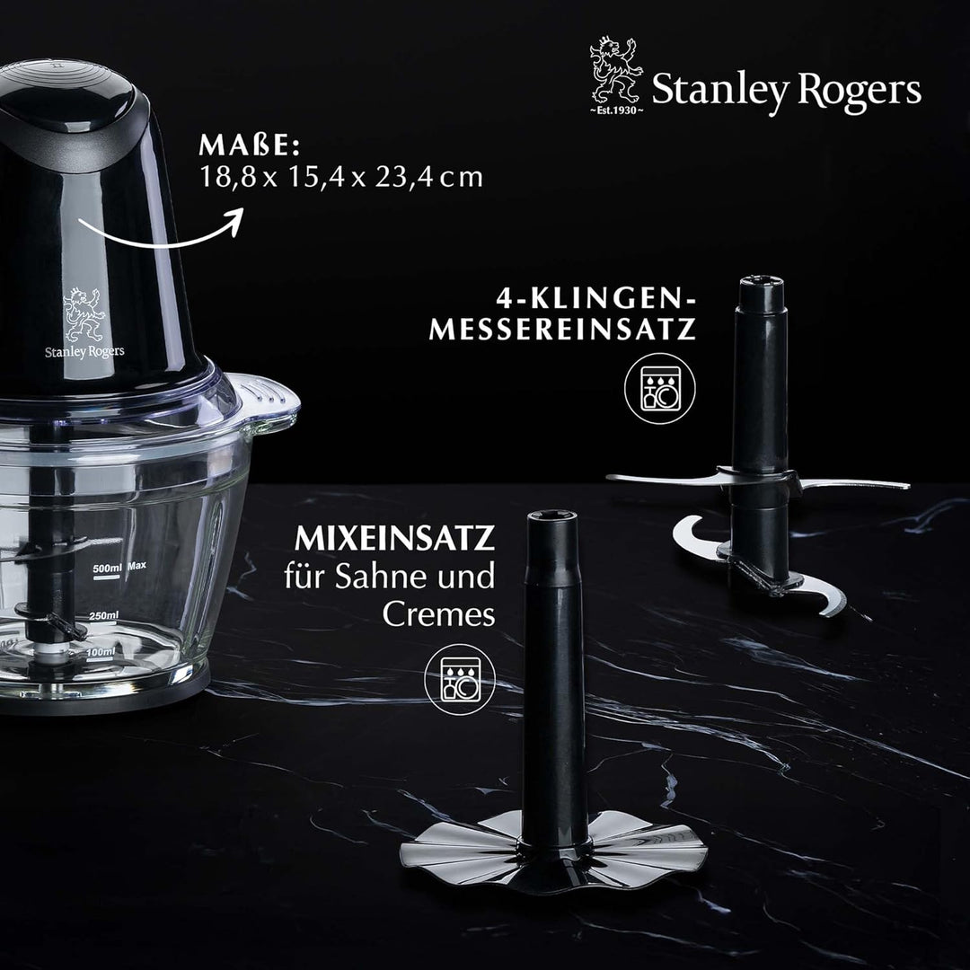 Stanley Rogers Standmixer und Multizerkleinerer, 500W mit 1L Glasbehälter, 4-Klingen-System plus Mix