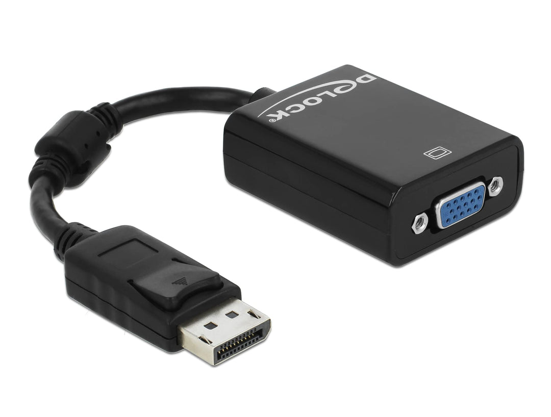 Delock 61848, Adapter DisplayPort 1.2 Stecker > VGA Buchse schwarz (Auflösung bis WUXGA 1920 x 1200