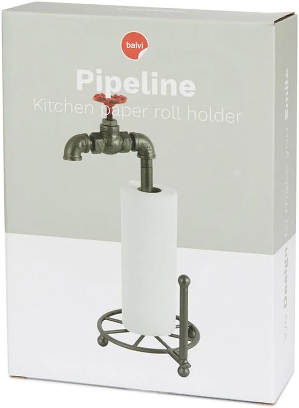 balvi Küchenpapierhalter Pipeline in Form eines Wasserhahns Industriedesign Eisen 39 x 22,5 x 18,5 c