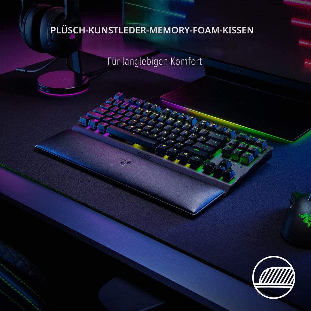 Razer Ergonomische Handgelenkauflage für Tenkeyless Tastaturen: Plüsch-Kunstleder-Memory-Schaumstoff