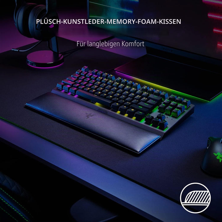 Razer Ergonomische Handgelenkauflage für Tenkeyless Tastaturen: Plüsch-Kunstleder-Memory-Schaumstoff