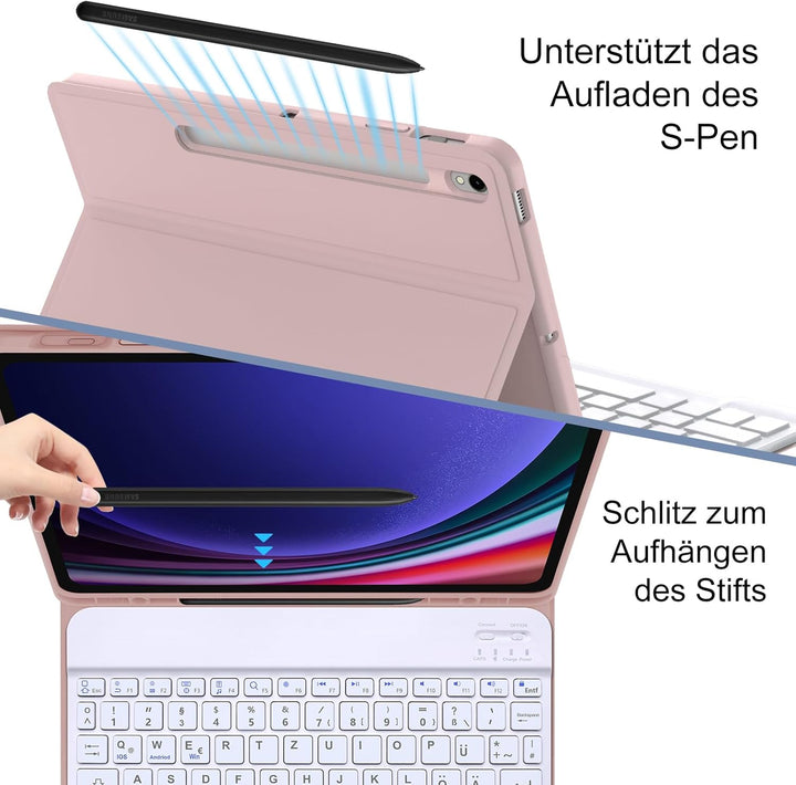 Tastatur Hülle für Samsung Tab S9 FE 10.9 Zoll/Tab S9 11 Zoll 2023, QWERTZ Deutsches Tastatur Magnet