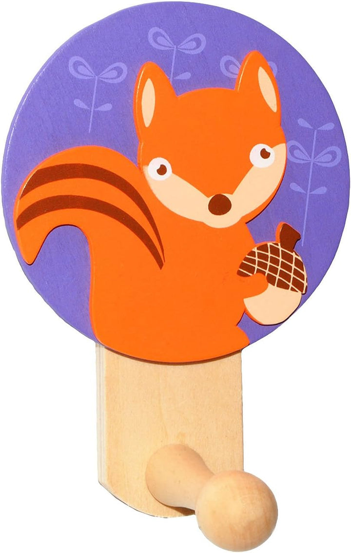 alles-meine.de GmbH 6 Stück Garderobenhaken - Bunte Tiere/Waldtiere - aus Holz - Wandhaken/Kindergar