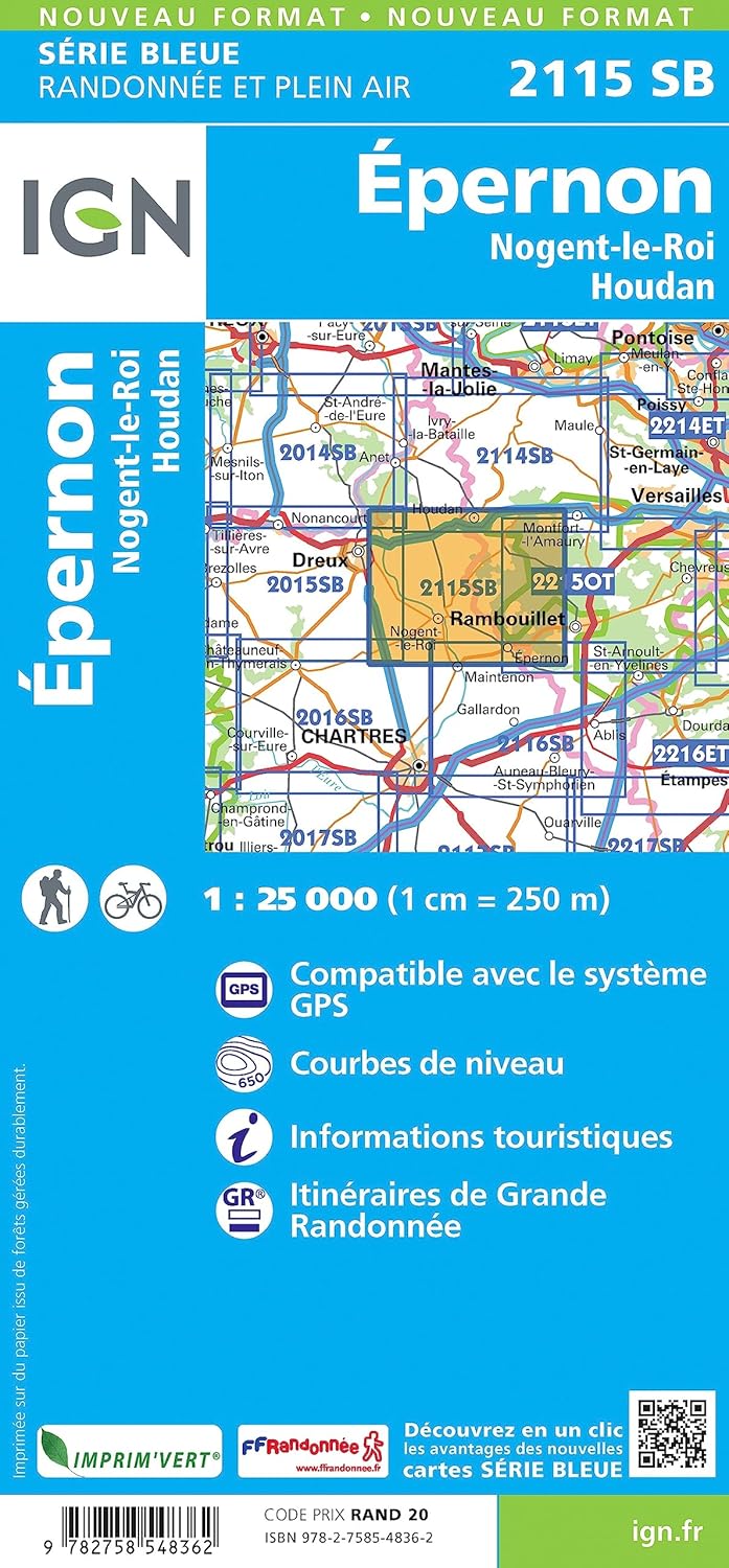 2115SB Épernon-Nogent-le-Roi.Houdan (Série Bleue, Band 2115), Karte
