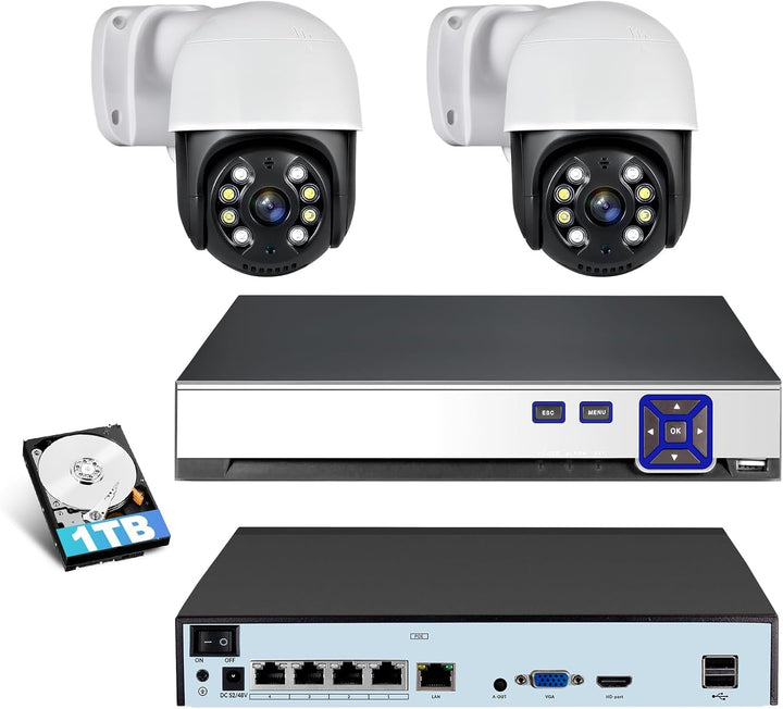 4K Überwachungskamera Aussen Set, 4CH POE mit 1TB HDD, Netzwerk Videorecorder für CCTV Kamerasystem