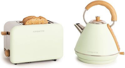 CREATE /PACK TOAST RETRO + KETTLE RETRO/Brot-Toaster und Wasserkocher, Grün / 3 programmierte Röstun