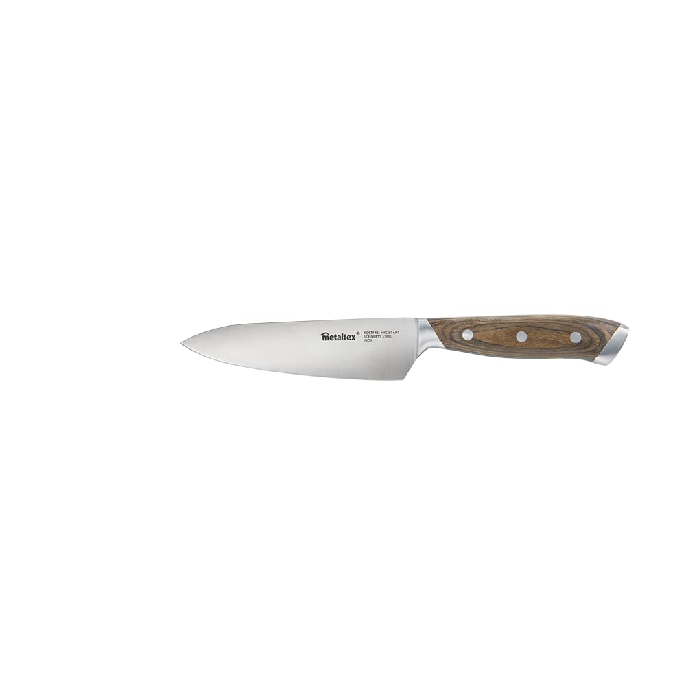Metaltex Heritage Kochmesser, hochwertige 14 cm Klinge, scharf, rostfrei HR57, Braun