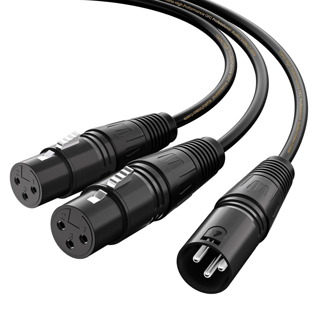 Tisino XLR Y-Splitter-Kabel, Dual-Buchse XLR auf Stecker, Mikrofonkombinator, Y-Kabel, symmetrisches