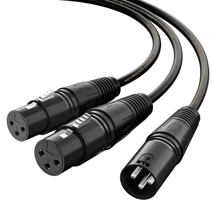 Tisino XLR Y-Splitter-Kabel, Dual-Buchse XLR auf Stecker, Mikrofonkombinator, Y-Kabel, symmetrisches