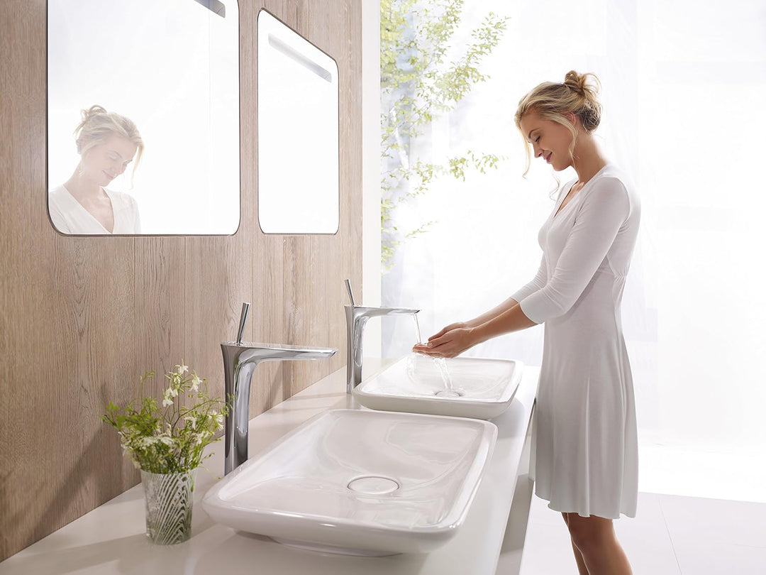 hansgrohe Wasserhahn PuraVida (Armatur mit Auslauf Höhe 200 mm und Push-Open Ablaufgarnitur) Chrom m