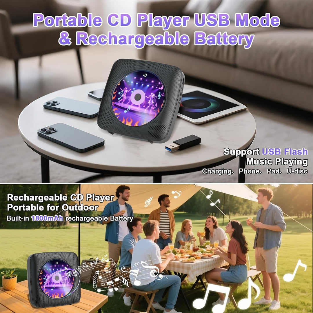 Gueray Tragbarer CD Player Tragbar : Radio CD Players Kinder CD-Player Discman mit 1800mAh Akku Laut
