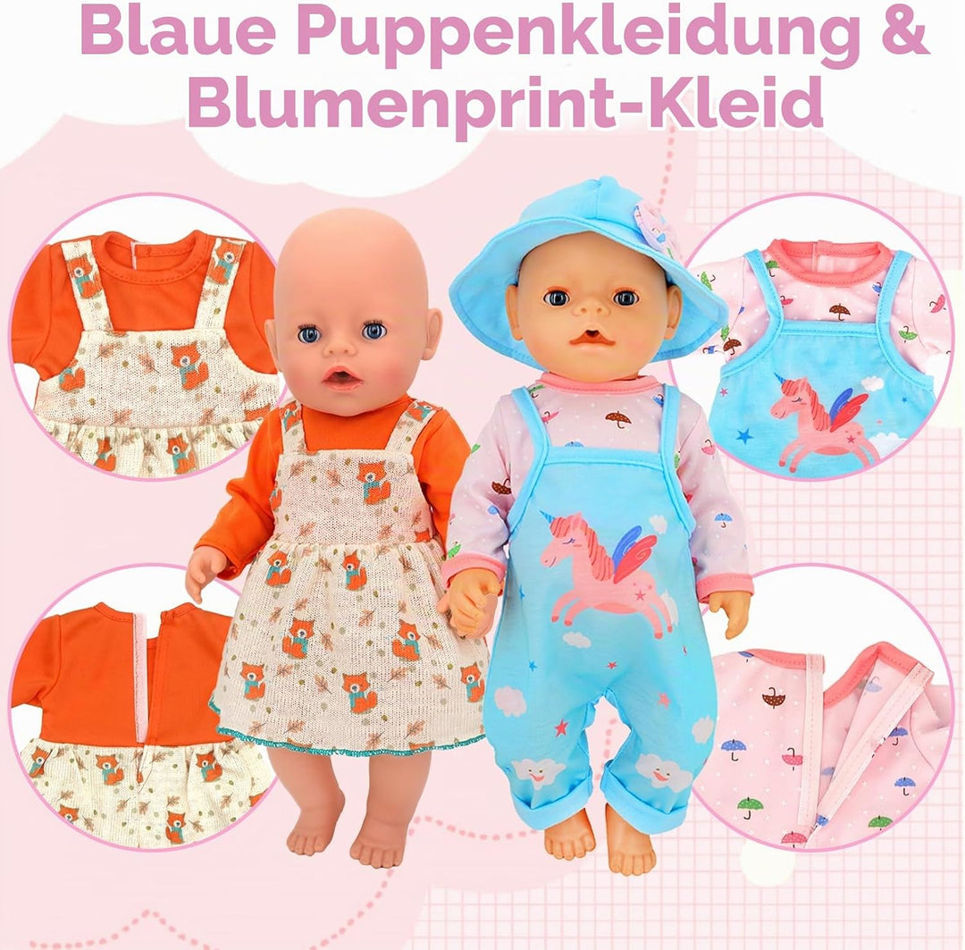 4 Stück Puppenkleidung für Baby Puppen, Kleidung kompatibel mit 35-43 cm New Born Baby Puppen, Puppe