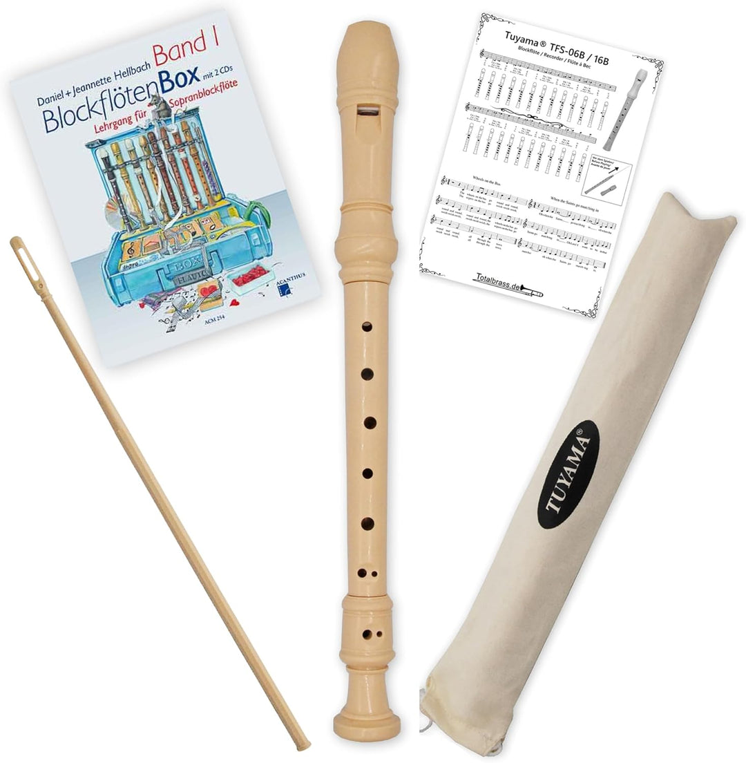 Starter-Bundle: Tuyama Spranblockflöte TFS- 06B + Blockflötenbox Band 1 - Acanthus Verlag ACM 254 -
