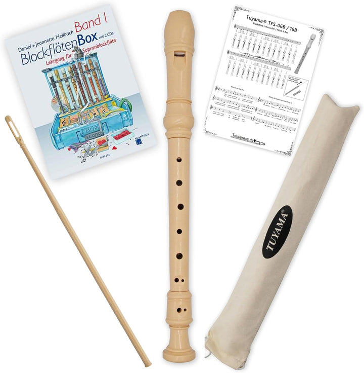 Starter-Bundle: Tuyama Spranblockflöte TFS- 06B + Blockflötenbox Band 1 - Acanthus Verlag ACM 254 -
