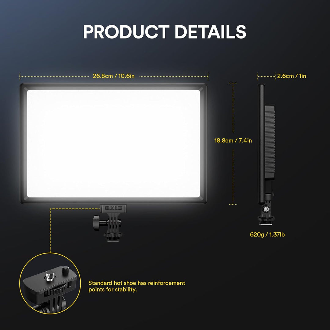 RALENO LED Videoleuchte, 19.5W Videolicht Eingebaute 2 * 4000mAh Akku CRI95+ 3200K-5600K Einstellbar