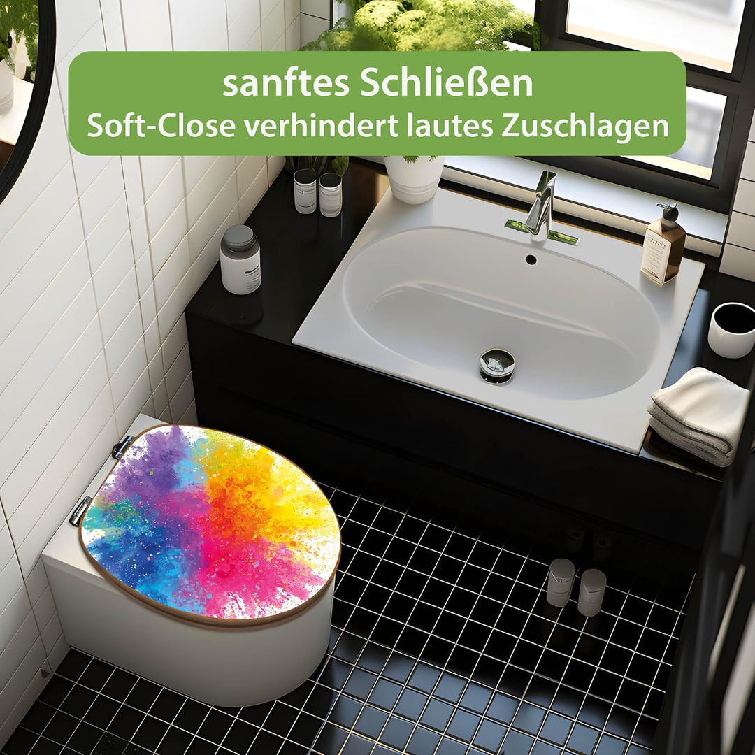 banjado Design WC Sitz Bambus Absenkautomatik 45,8x37,5cm - Toilettendeckel mit Absenkautomatik Holz