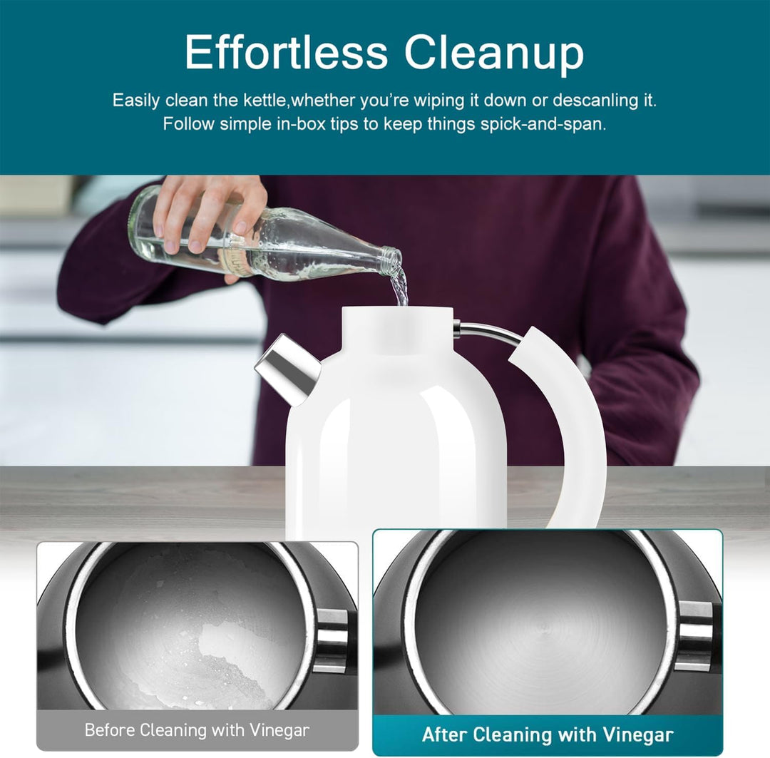 ASCOT Wasserkocher Edelstahl mit 5 variablen Voreinstellungen, elektrischer Teekessel Kaffee Wasserk