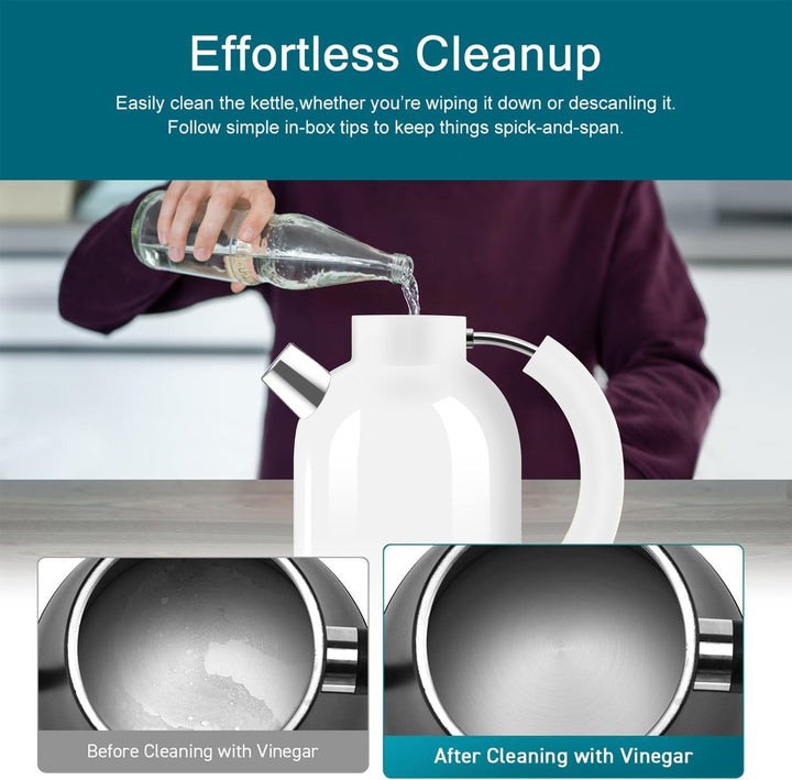 ASCOT Wasserkocher Edelstahl mit 5 variablen Voreinstellungen, elektrischer Teekessel Kaffee Wasserk