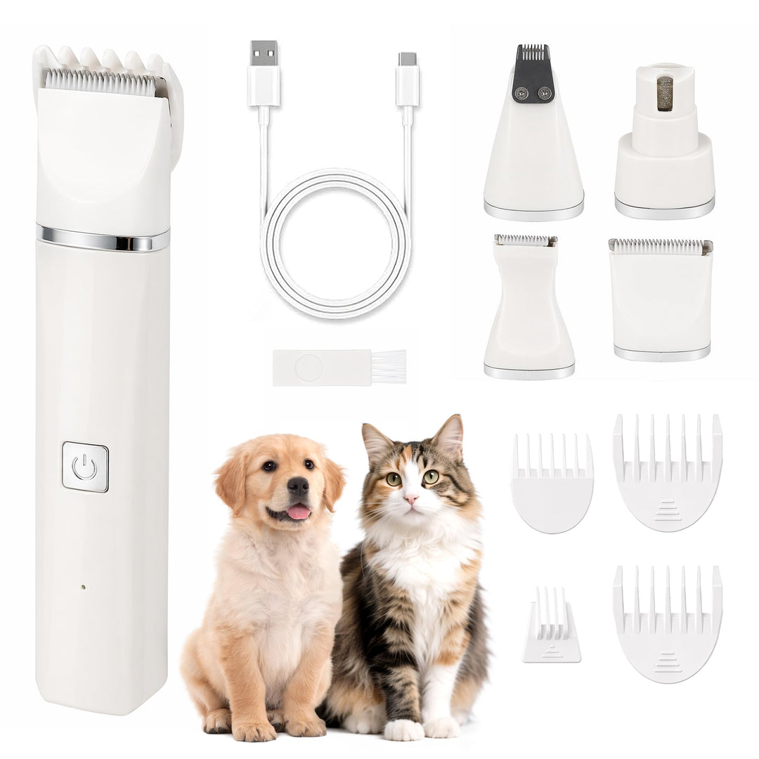 Hundeschermaschine 4 in 1 USB C mit 4 Aufsätzen für Hund und Katze