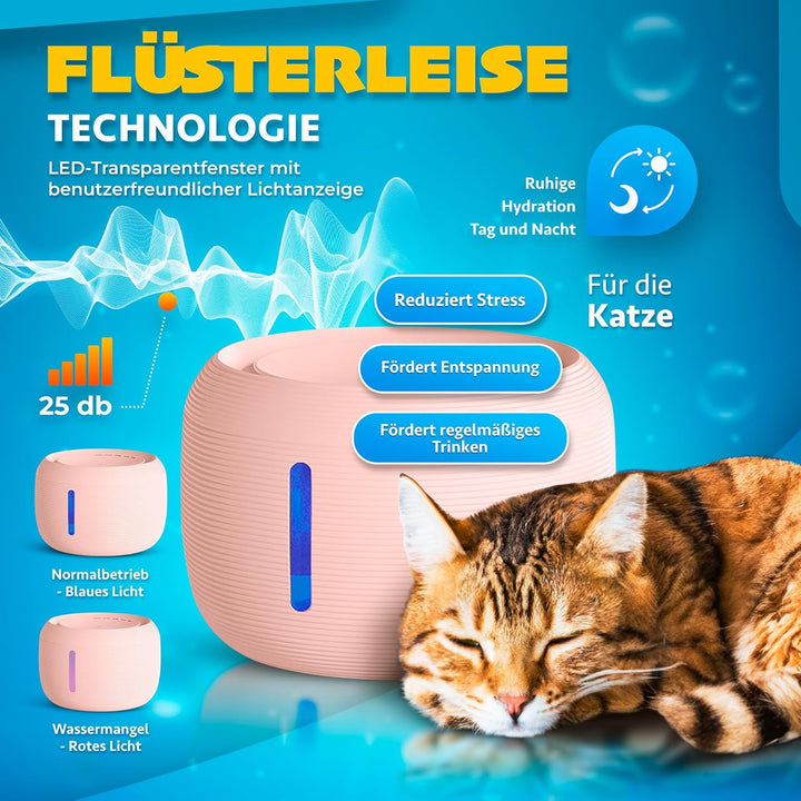 CarePet® Katzen- und Hunde-Trinkbrunnen - 2,5L Automatischer Trinkbrunnen mit Aktivkohlefilter, Ultr