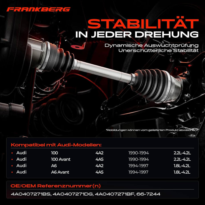 Frankberg Antriebswelle Vorderachse Links Kompatibel mit 100 4A C4 A6 4A 4A2 4A5 C4 1990-1997 4A0407