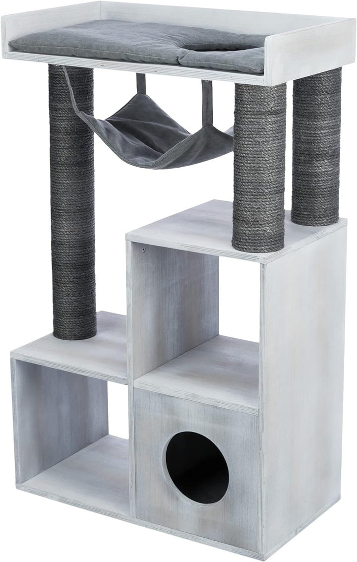 TRIXIE Katzen Kletterhöhle KRATZBAUM MIT REGALFUNKTION, 72 × 110 × 38 cm, GRAU- 44712