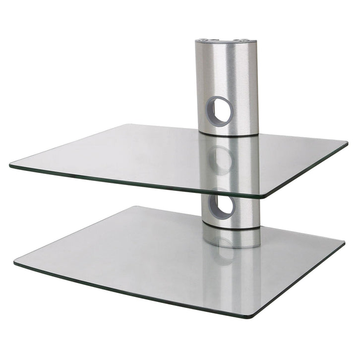 NEG Multimedia TV-Rack Suspender 502S (Silber) mit 2 Glas-Ablagen und Kabelmanagement-System 2 Regal