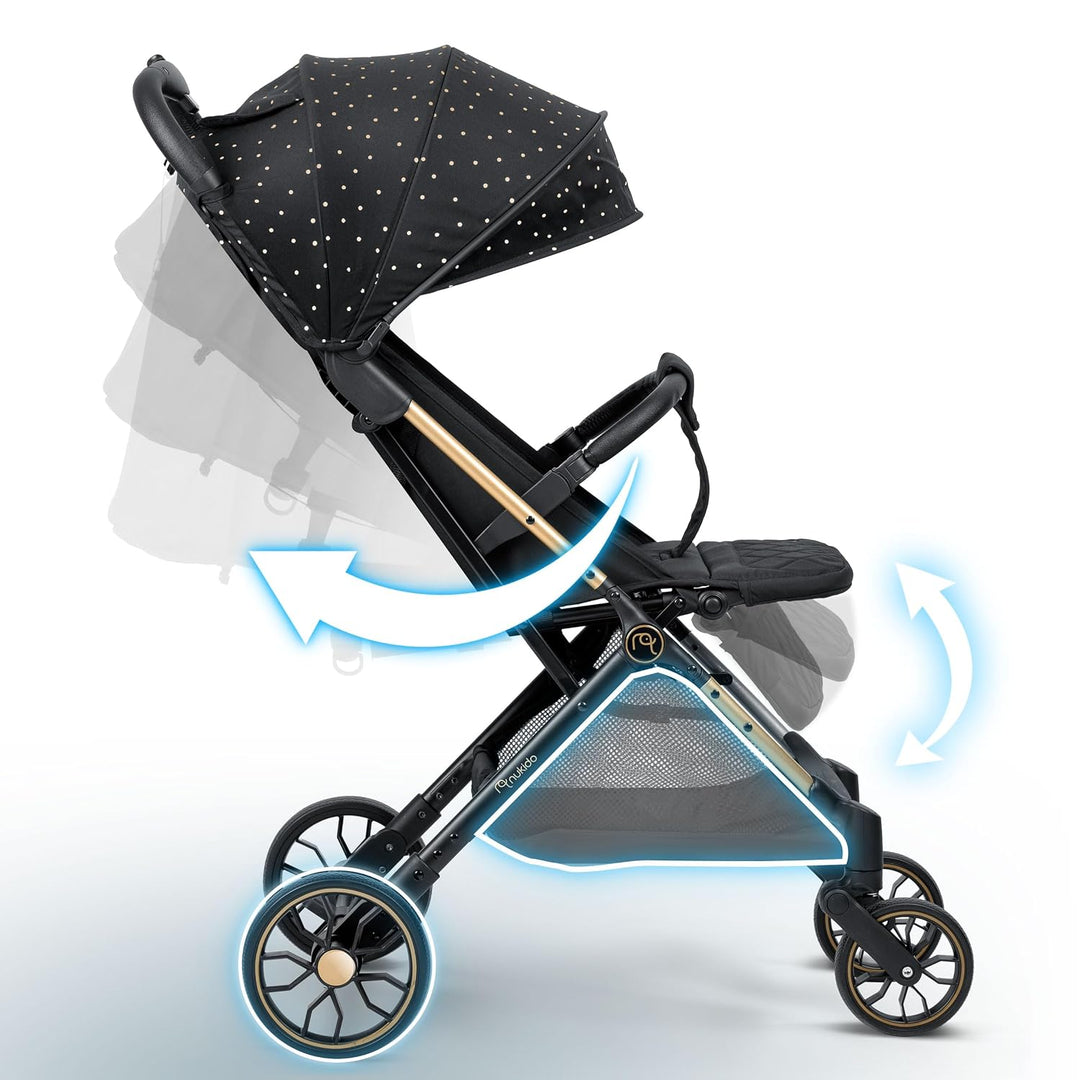 Nukido Kinder Wagen Kinderwagen Babywagen Bis 15 kg Grosse Räder Sitzbuggy Buggy Zusammenklappbar Ha