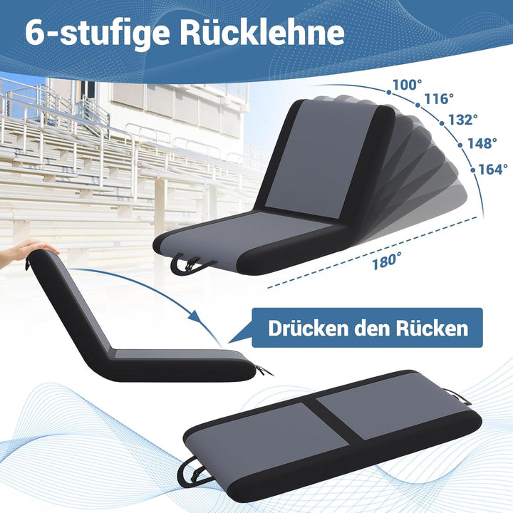 RELAX4LIFE Tragbarer Bodenstuhl, Stadionsitz klappbar, Gepolsterter Bodensessel mit 6-Fach Verstellb