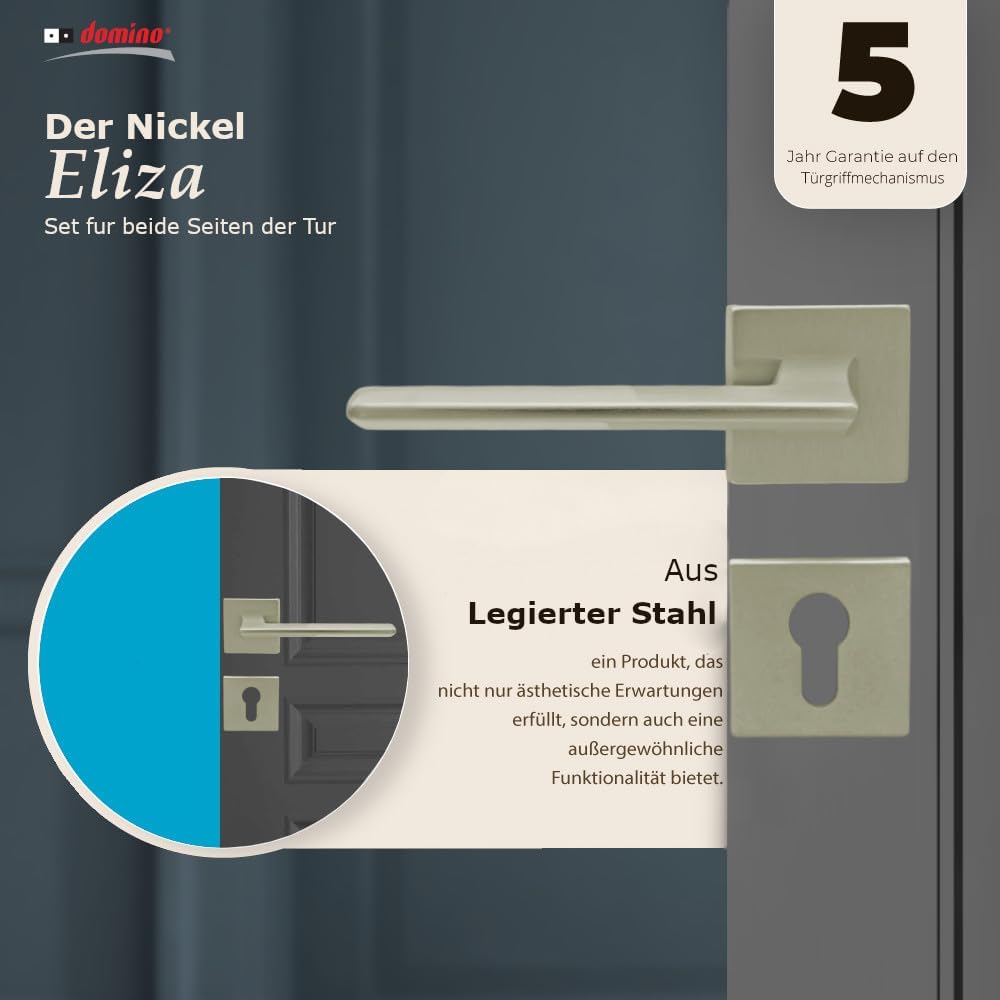domino Türgriff ELIZA-QR M9 PZ-Profilzylinder Drückergarnitur für Zimmertüren Türdrücker-Set Rosette