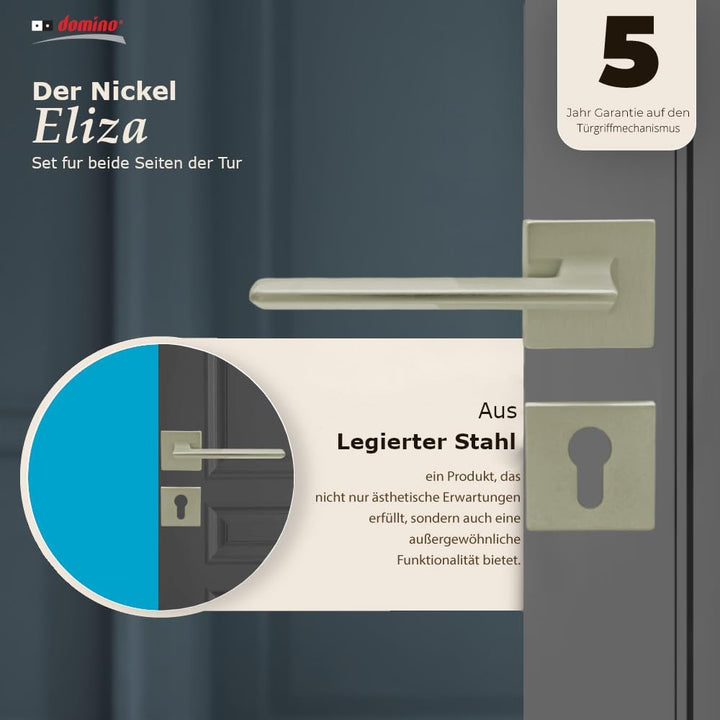 domino Türgriff ELIZA-QR M9 PZ-Profilzylinder Drückergarnitur für Zimmertüren Türdrücker-Set Rosette