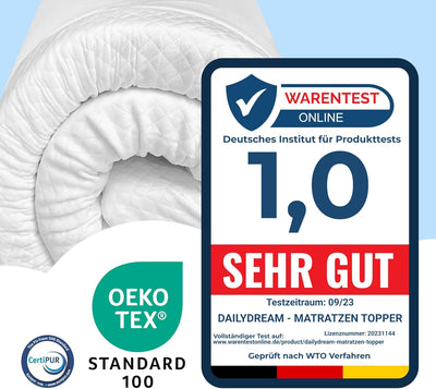 Dailydream viscoelastischer Matratzentopper „Deluxe“ mit Memory Foam Effekt, 80x200x5cm 5cm hoch