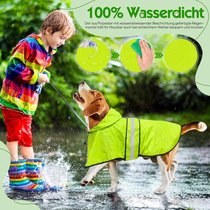 Weesiber Hunderegenmantel - Regenmantel Hund wasserdicht Hund Regenjacke mit Kapuze, Reflektierend R