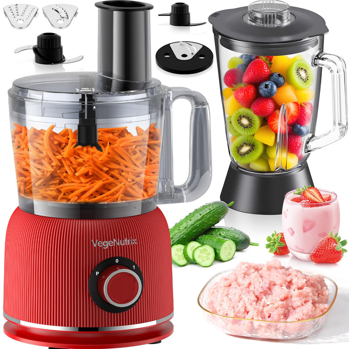 1500W Küchenmaschine und Mixer Kombination, 2,5L Zerkleinerer für Fleisch, Gemüse und Teig, 2L Stand