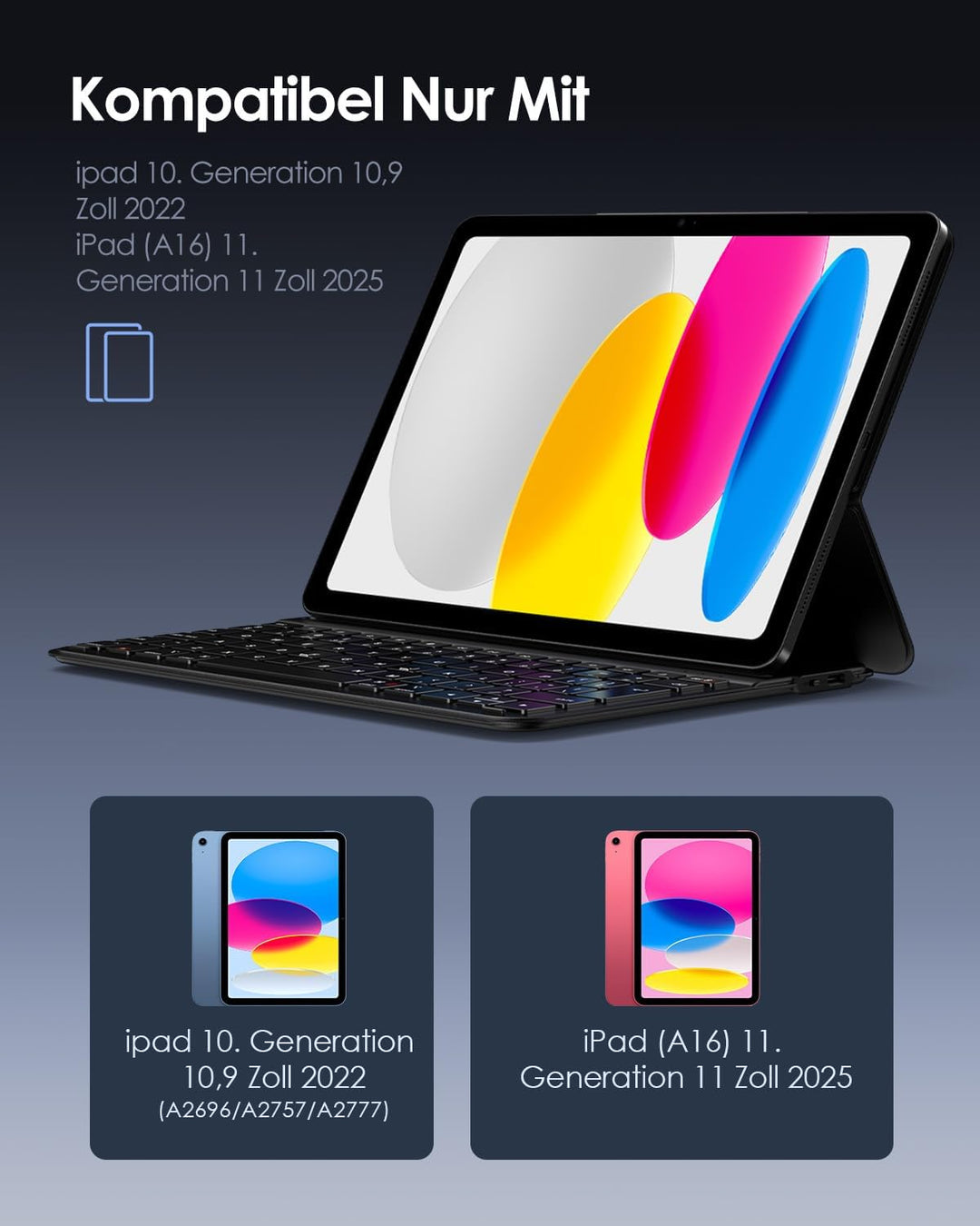 Qulose Tastatur Hülle für iPad 10. Generation 10.9 Zoll 2022, iPad 10. Generation Tastatur Hülle, Ul