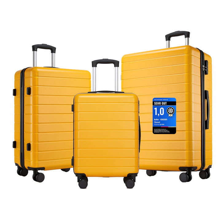 Handgepäck Koffer 3er Set, Leichter ABS+PC Reisekoffer für Flugzeug, Ryanair Trolley mit 4 Rollen, H
