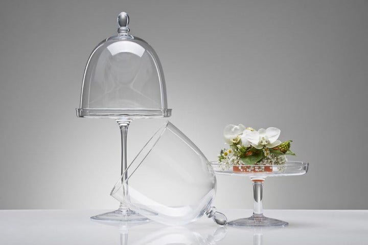Sandra Rich Glasteller mit Fuss, inkl. Abdeckung Käseglocke Servierglocke Glassturz, 48 cm