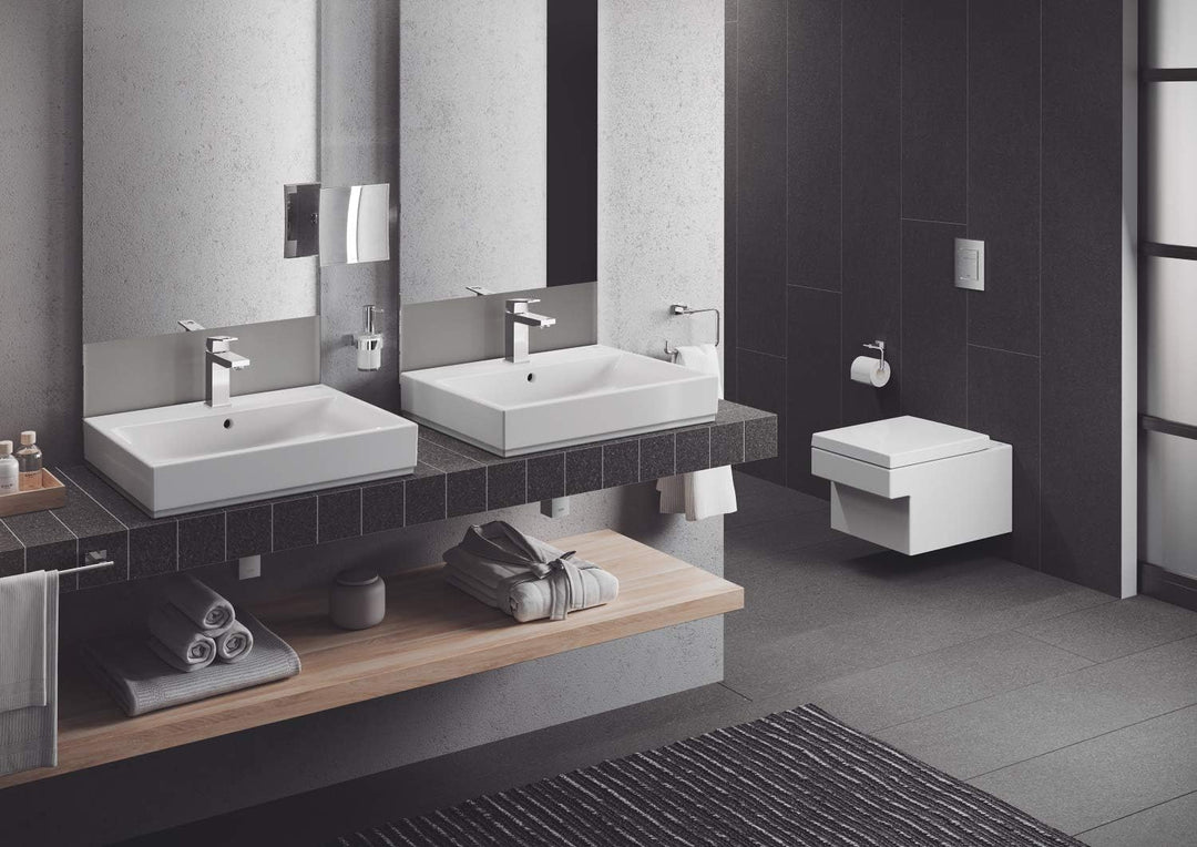 GROHE Essentials Cube - WC-Papierhalter (Metall, Verdeckte Befestigung, langlebige Oberfläche), chro