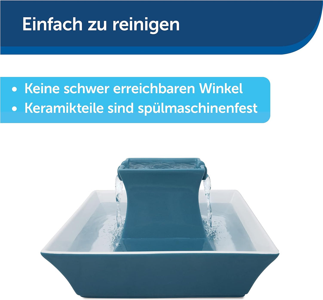 PetSafe Drinkwell Trinkbrunnen Pagoda, Filtert Wasser für Hunde und Katzen, Keramik, 2 Liter Fassung