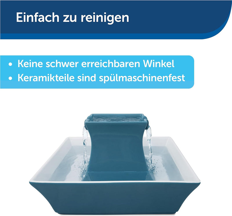 PetSafe Drinkwell Trinkbrunnen Pagoda, Filtert Wasser für Hunde und Katzen, Keramik, 2 Liter Fassung