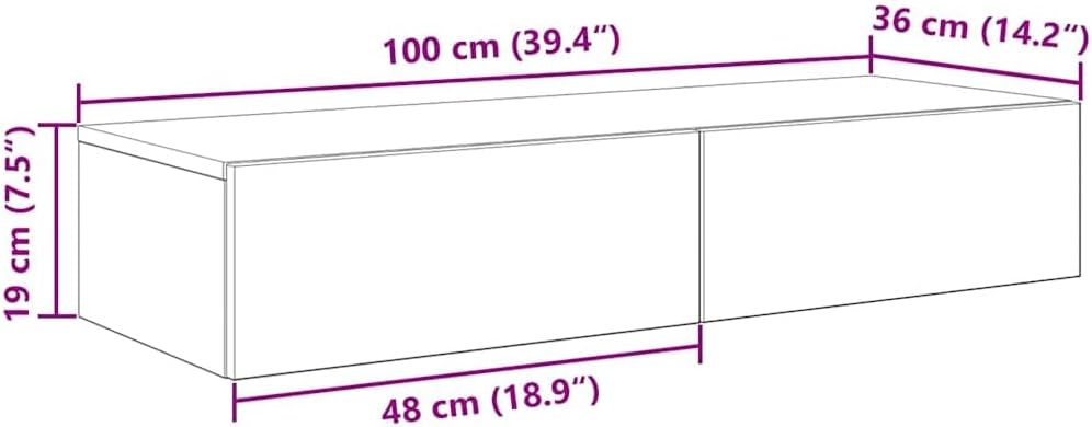 vidaXL Wandregal Mit Schubladen Sonoma-Eiche 100x36x19cm Holzwerkstoff, Wandschrank, Schweberegal, W