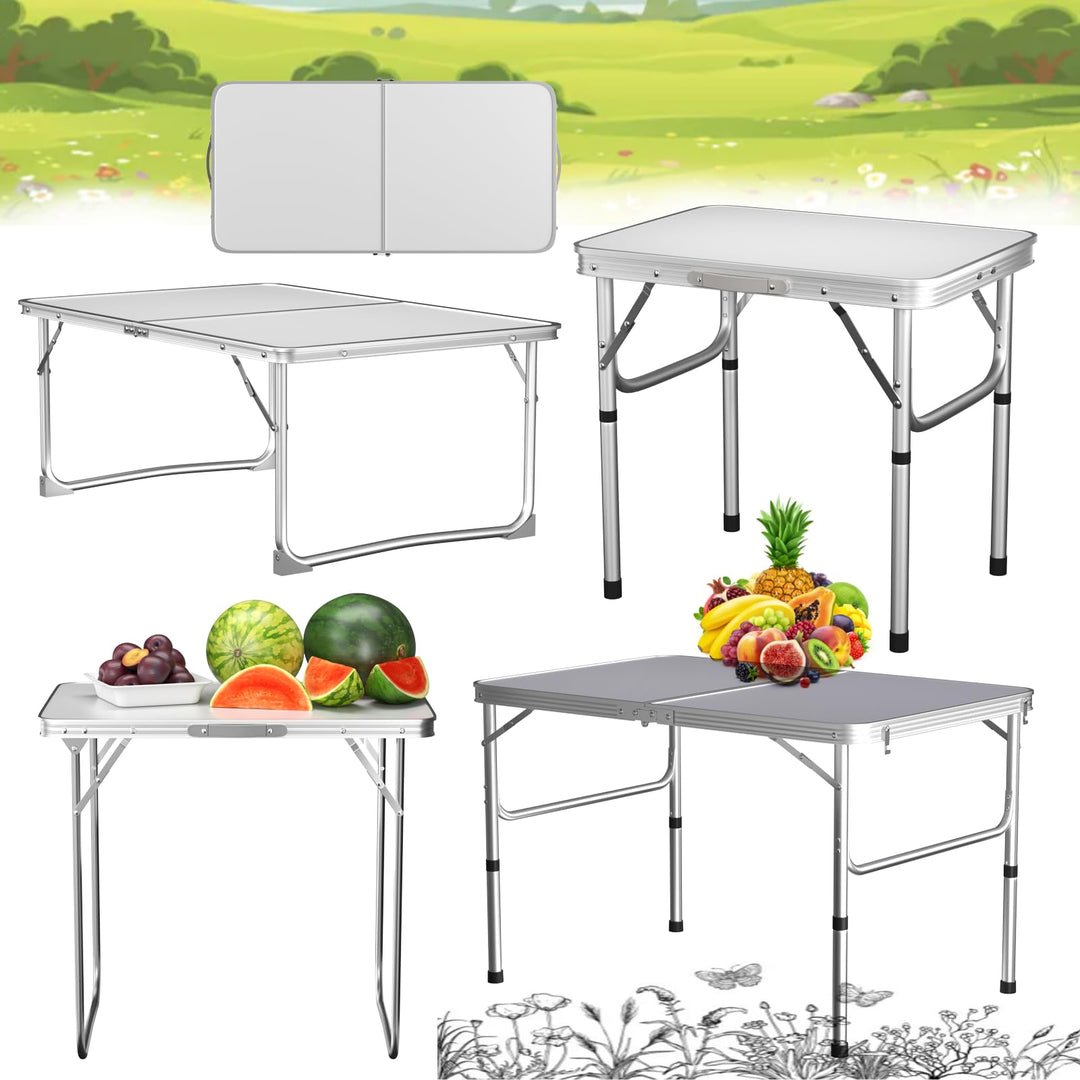 120x60x70cm Klappbarer Outdoor Campingtisch aus Kunststoff Aluminiumrahmen Gartenmöbel, Tragbarer Sc