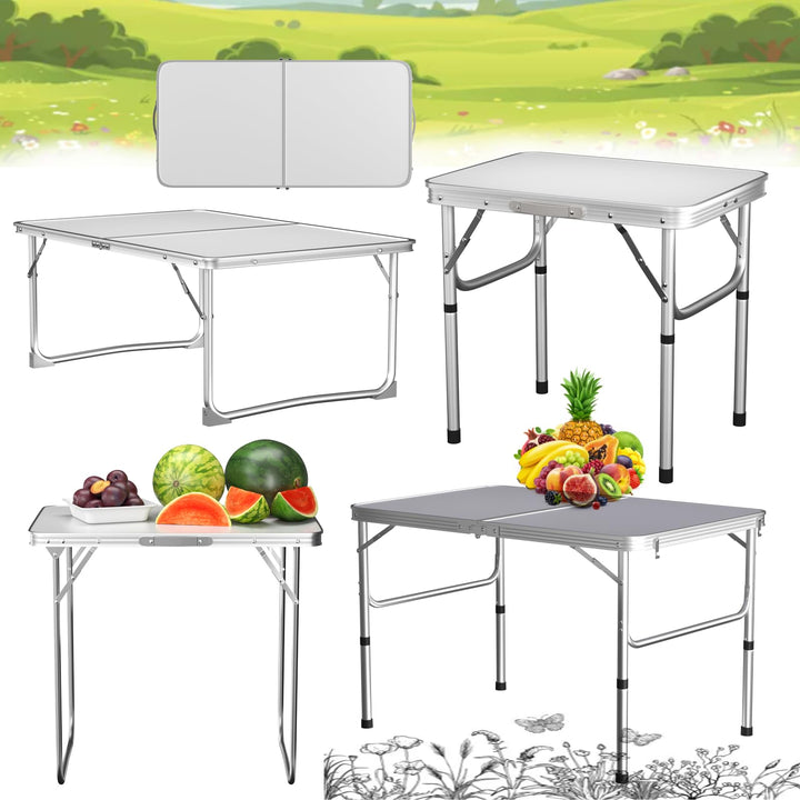 120x60x70cm Klappbarer Outdoor Campingtisch aus Kunststoff Aluminiumrahmen Gartenmöbel, Tragbarer Sc