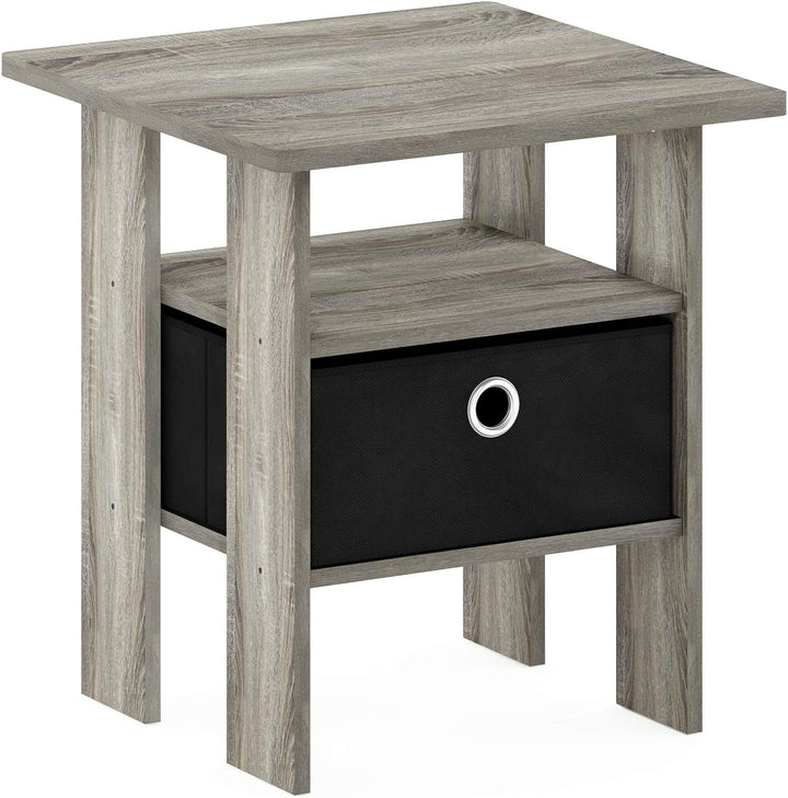 Furinno Andrey Beistelltisch Nachttisch mit Schublade, Dunkle Walnuss, 39.37 x 39.37 x 44.45 cm Eilz